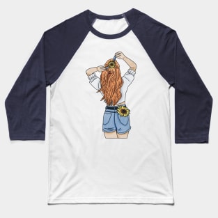 Sunflower girl (2) Baseball T-Shirt